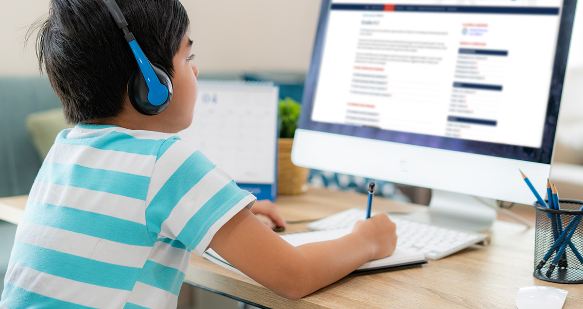 young student working